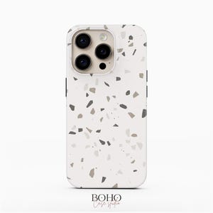 Light Blue Terrazzo Handyhülle, passend für iPhone 16 Pro Max, iPhone 15, iPhone 14 Pro, Samsung Galaxy S23 Plus, Galaxy S22 Ultra, Google Pixel 8