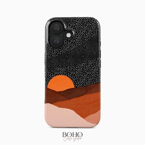 Desert Night-telefoonhoesje | Boho zonsondergang landschapsontwerp | iPhone, Samsung Galaxy, Google Pixel