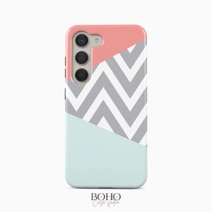 Mint Rosa Chevron Handyhülle passend für Samsung Galaxy S25 S24 S23 S22 Plus Ultra Ultra, iPhone 16 15 14 13 12 Pro Max Plus Mini, Pixel 9 Pro XL 8a