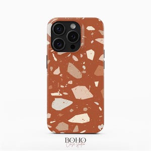 Brown Terrazzo Phone Case for iPhone 16 Pro Max, iPhone 15, iPhone 14 Pro, Samsung Galaxy S23 Plus, Galaxy S22 Ultra, Google Pixel 8 Pro