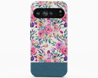Funda para teléfono con diseño de flores de acuarela, compatible con iPhone, Samsung Galaxy y Google Pixel.