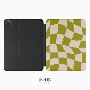 Groovy Green Checkers iPad Folio Case | iPad 12.9 | iPad Pro 11 | iPad 10.2 | iPad Air 10.9 | Tablet Case