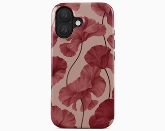 Burgundy Floral Phone Case | Elegant Vintage Petal Pattern | iPhone, Samsung Galaxy, Google Pixel