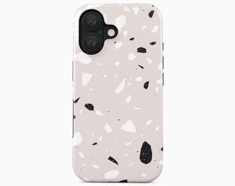 Beige Terrazzo Phone Case for iPhone 17 Pro Max, Samsung Galaxy S26 Ultra Plus