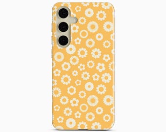 Samsung Galaxy S26 Ultra Plus、iPhone 17 Pro Max用イエローフローラル柄スマホケース