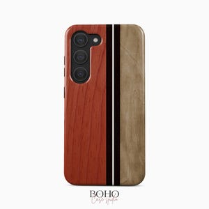 Holz Streifen Handytasche passend für Samsung Galaxy S25 S24 S23 S22 Plus Ultra Ultra, iPhone 16 15 14 13 12 Pro Max Plus Mini, Pixel 9 Pro XL 8a