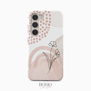 Abstract Line Art Flower Phone Case for Samsung Galaxy S25 S24 S23 S22 Plus Ultra, iPhone 16 15 14 13 12 Pro Max Plus Mini, Pixel 9 Pro XL