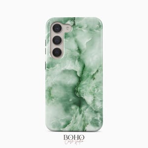 iPhone 18 Pro Max 17 Air 16 15 14 13 Mini 用グリーンジェイドマーブルフォンケース、Samsung Galaxy S26 S25 S24 Plus Ultra エメラルドストーンカバー 画像 7