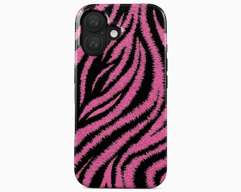 Rosa Zebra Print Handyhülle, Schwarze Tiermuster Hülle