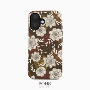 Dahlia Flower Pattern iPhone 16 Pro Case iPhone 15 Pro Max TOUGH Case / Boho Studio © / Aesthetic MagSafe iPhone 14 Plus Case