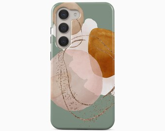 Grüne abstrakte Formen Handyhülle für Samsung Galaxy S26 Ultra Plus, iPhone 17 Pro