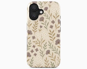 Vintage Boho Blommigt Mobilskal till iPhone 16 Pro Max, Samsung Galaxy S24 Ultra