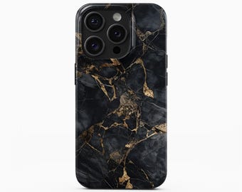 Black Gold Marble Phone Case for iPhone 17 Pro Max, Samsung Galaxy S26 Plus