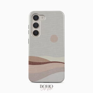 Beige telefoonhoesje in landschapsformaat voor Samsung Galaxy S26 S25 S24 S23 S22 Plus Ultra