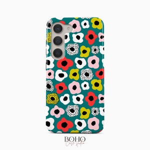 Groovy Flowers Green Phone Case for Samsung Galaxy S25 S24 S23 S22 Plus Ultra, iPhone 16 15 14 13 12 Pro Max Plus Mini, Pixel 9 Pro XL 8a