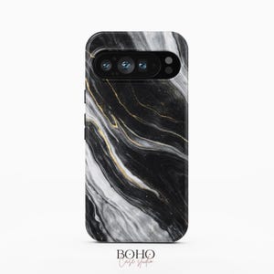 Coque de portable pour Google Pixel 10 - Marbre liquide or noir - Housse de protection MagSafe robuste