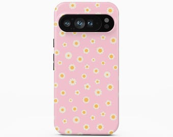 Funda para teléfono con flores de margaritas rosas, Google Pixel, iPhone, Samsung Galaxy