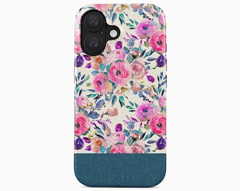 Funda rosa con estampado floral para iPhone 18, 17, 16, 15, 14 Pro Max Plus Mini Air