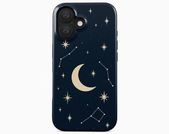 Celestial Moon Stars Phone Case for iPhone 15 Pro Max, Samsung Galaxy S24 Ultra