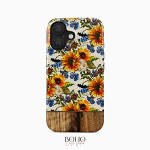 Sunflower Pattern iPhone 17 Case iPhone 16 Pro Max TOUGH Case / Boho Studio © / Aesthetic MagSafe iPhone 15 Plus Case