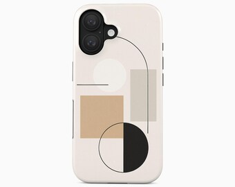 Coque de portable géométrique, design abstrait, tons neutres