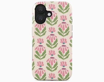 Boho Floral Phone Case for iPhone, Samsung Galaxy, Google Pixel | Soft Pink Botanical Aesthetics