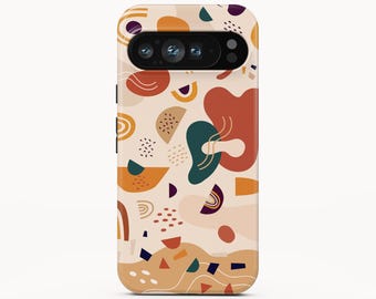 Funda para Google Pixel con formas bohemias abstractas, estilo vibrante y a prueba de golpes.