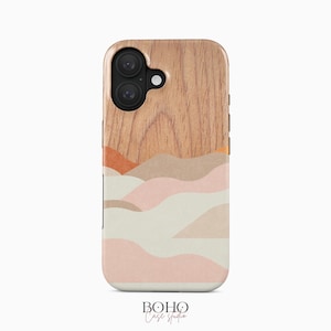 Telefoonhoesje met abstract woestijnlandschap | Zachte neutrale boho-golven | iPhone, Samsung Galaxy, Google Pixel