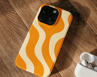 優里サイン入りオレンジiPhoneケース オレンジウェーブアブストラクトiPhoneケース | グルーヴィーなレトロ