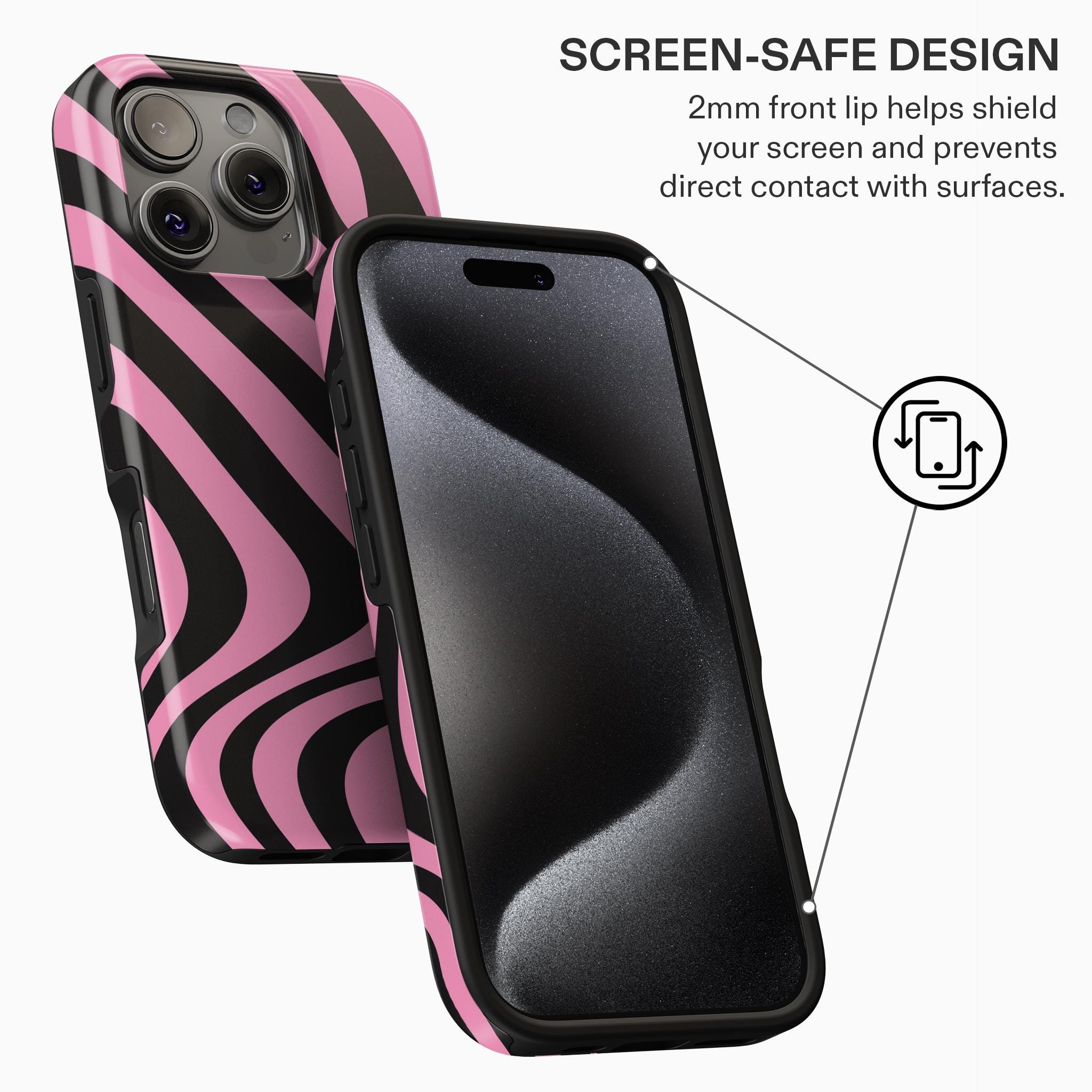 ピンクゼブラ iPhone 17/16/15/14/13 Pro Max Plus Mini Air ケース
