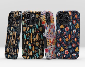 Boho blommigt telefonskal för Xiaomi, Google Pixel | Färgglad folkkonstmönsterdesign