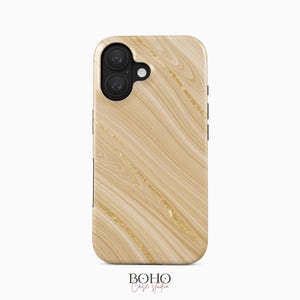 Beige and Gold Marble Grain Phone Case Elegant Marble Texture Cover for iPhone 18 17 16 15 Pro Max Plus, Samsung Galaxy S26 S25 S24 Ultra