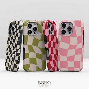 Checkerboard Pattern Phone Case for Xiaomi, Google Pixel | Retro Wavy Aesthetics Design