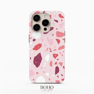Pink Terrazzo Handyhülle, passend für iPhone 16 Pro Max, iPhone 15, iPhone 14 Pro, Samsung Galaxy S23 Plus, Galaxy S22 Ultra, Google Pixel 8 Pro