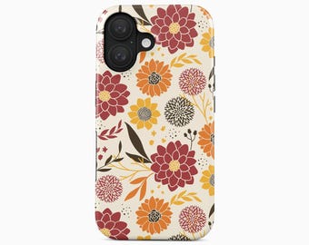 Autumn Floral Phone Case | Warm Boho Flower Pattern | iPhone, Samsung Galaxy, Google Pixel