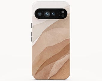 Custodia per telefono Beige Waves, compatibile con iPhone, Samsung Galaxy e Google Pixel.