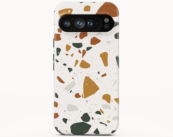 Custodia per telefono in terrazzo effetto marmo, compatibile con iPhone, Samsung Galaxy e Google Pixel.