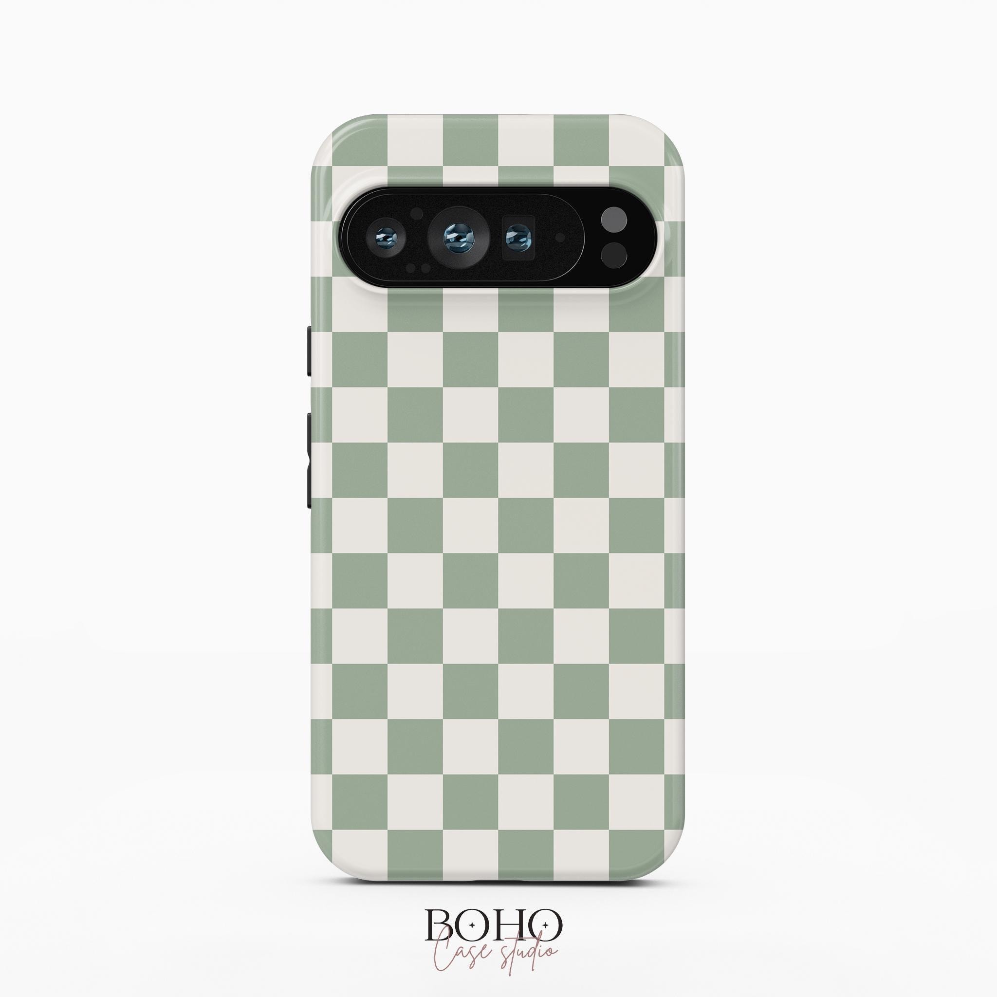セージグリーン チェッカー iPhone 17/16/15/14/13 Pro Max Plus Mini 