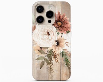 Boho Blommor Mobilskal för iPhone 17 Pro Max, Samsung Galaxy S26 Ultra Plus