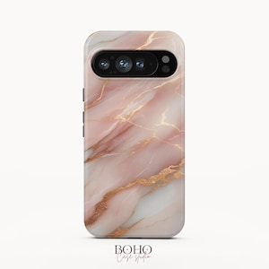 Telefoonhoesje met roze gouden marmeren print voor Google Pixel 7a en iPhone 15 Pro Max