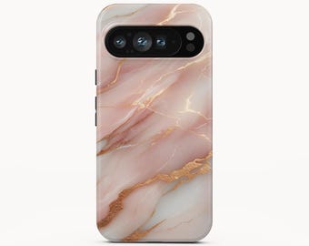 Funda para teléfono con diseño de mármol rosa dorado para Google Pixel 7a y iPhone 15 Pro Max.