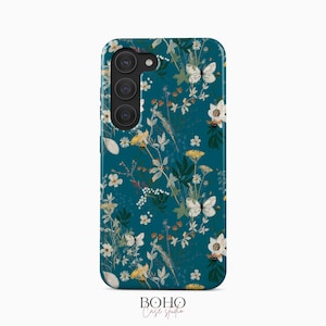 Boho Floral Butterfly Phone Case for Samsung Galaxy S24 Plus Ultra, iPhone 16 Pro