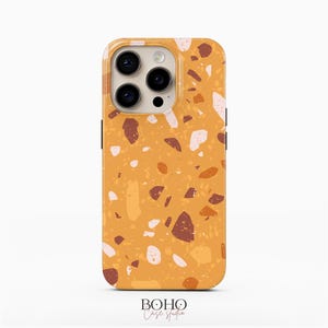 Orange Terrazzo Phone Case for iPhone 16 Pro Max, iPhone 15, iPhone 14 Pro, Samsung Galaxy S23 Plus, Galaxy S22 Ultra, Google Pixel 8 Pro