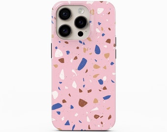 Pink Terrazzo Phone Case for iPhone 15 Pro Max, iPhone 14, iPhone 13 Pro, Samsung Galaxy S23 Plus, Galaxy S22 Ultra, Google Pixel 8 Pro