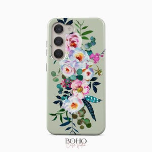 Watercolor Flowers Phone Case for Samsung Galaxy S25 S24 S23 S22 Plus Ultra, iPhone 16 15 14 13 12 Pro Max Plus Mini, Pixel 9 Pro XL 8a