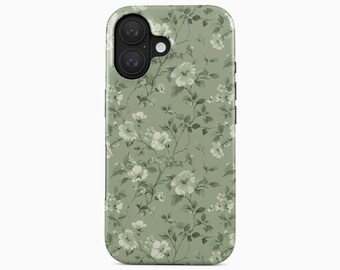 Funda verde floral para iPhone 17, 16, 15, 14, 13 Pro Max Plus, Mini y Air