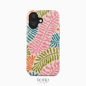 Wavy Leaves Phone Case for iPhone 16 Pro Case, Samsung Galaxy S25 Case, iPhone 15 Pro Max, Galaxy S24 Ultra, Pixel 9a, iPhone 14 Case