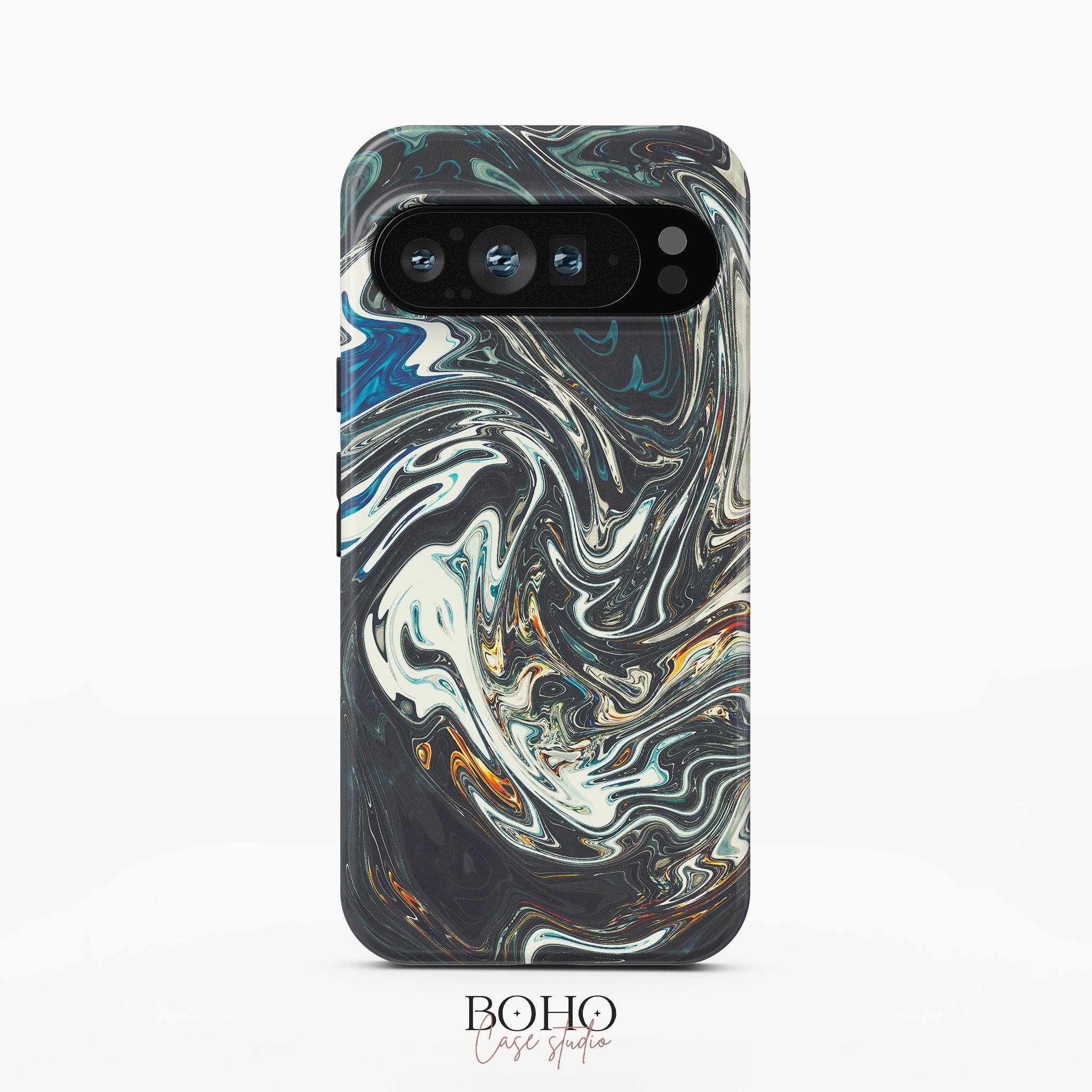 ダークマーブルiPhoneケース、iPhone、Samsung Galaxy、Google Pixel 