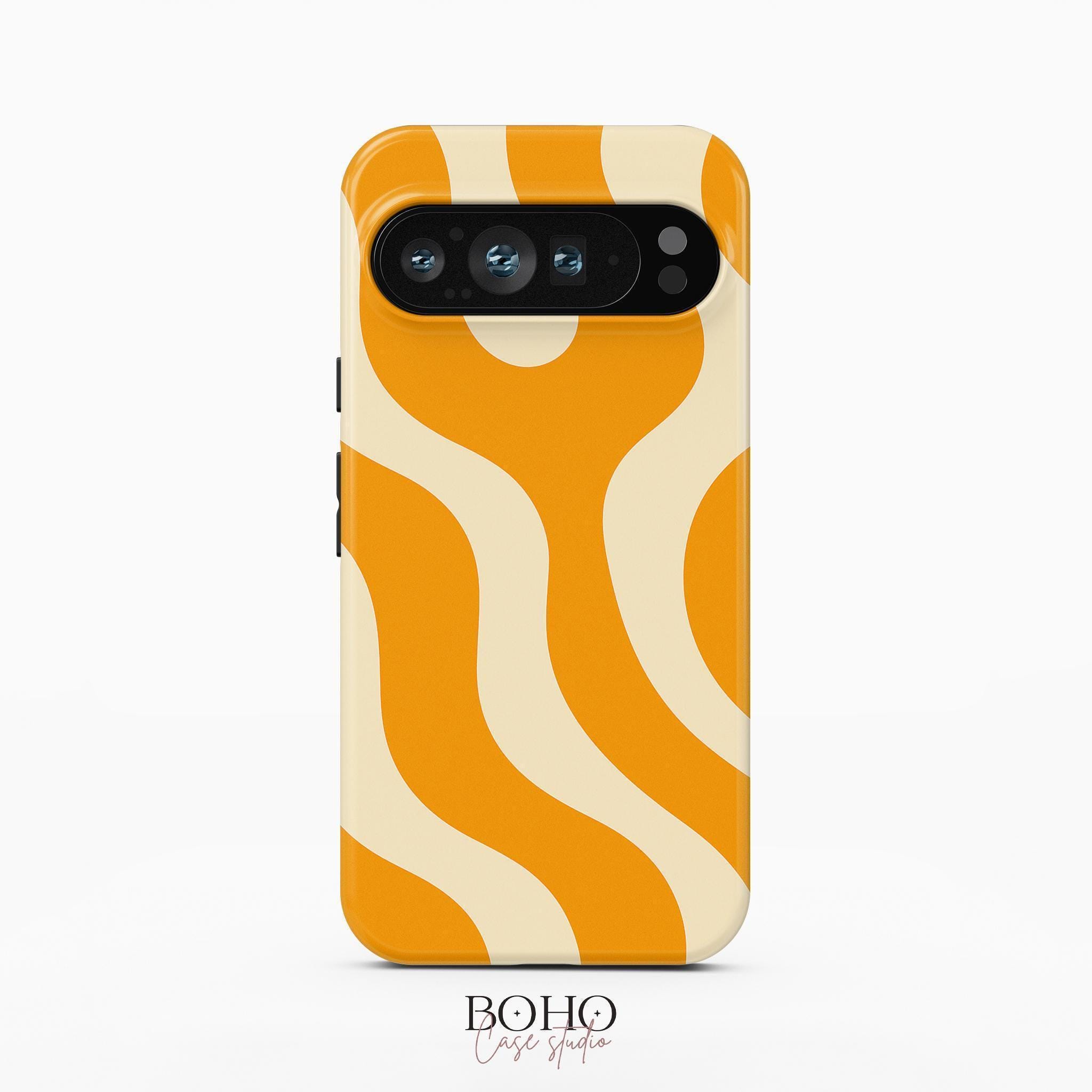 オレンジウェーブアブストラクトiPhoneケース | グルーヴィーなレトロ
