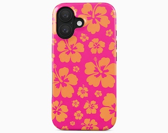 Pink Orange Tropical Floral iPhone 17 16 15 14 13 Pro Max Plus Case
